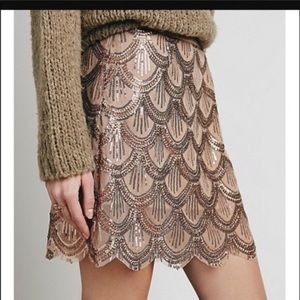 Free People Scalloped Sequin Mini Skirt-never worn